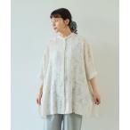 ブラウス シャツ シアーカットジャカード チュニックブラウス レディース