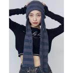 ニット帽 ニットキャップ ストライプシャギー2WAYビーニー レディース