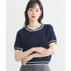 tシャツ バイカラーフラワージャガードニットプルオーバー レディース