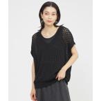 ニット セーター 「SANYO Style EDITION掲載」「ウォッシャブル」アイレットメッシュレイヤードニット レディース