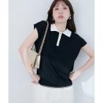 ニット セーター 衿付き配色ライン入りニット レディース