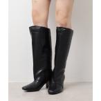 ショッピングロングブーツ ブーツ ワイドカーフデザインスクエアロングブーツ レディース