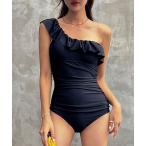  купальный костюм [SETUP7]asimeto Lee плечо оборка купальный костюм плавание одежда KNF женский 