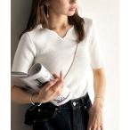 tシャツ 美デコルテを演出♪リブニットカーヴィーネックトップス（半袖） レディース