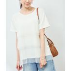 tシャツ プリーツチュールドッキングTシャツ レディース