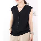 ベスト ジレ リネンライクVネックニットベスト レディース