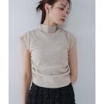 tシャツ サイドギャザープチハイネックトップス レディース