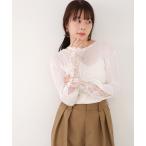 tシャツ 袖レースシアーリブレイヤードプルオーバー レディース