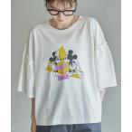 tシャツ 「MICKEY(ミッキー) / 別注」ミッキー&ミニー袖フレアTシャツ レディース