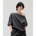 ブラウス シャツ asymmetric off-shoulder puff blouse(アシンメトリーオフショルダーパフブラウス) レディース