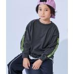 tシャツ 綿100% デビラボ BIGシルエット 袖プリント袖リブ 長袖Tシャツ キッズ 子供服 男の子 女の子
