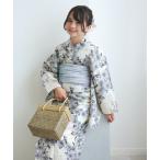 浴衣 ジュニア浴衣3点セット ひよこ商店 きなりに青藤色の連なる小菊 キッズ 子供 女の子