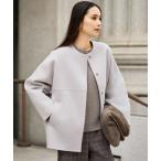 ノーカラーコート コート ウールリバーノーカラー コート レディース