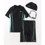 水着 「FILA/フィラ」レディース配色フルジップ半袖タンキニセパレートフィットネス水着4点セット キャップ&ミラーゴーグル付き レディース
