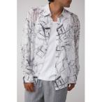 シャツ シアーマーブル総柄シャツ �