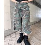 ショッピングハーフパンツ レディース パンツ カモフラフリンジダブルウエストハーフパンツ レディース メンズ