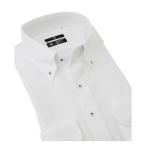 フォーマル シャツ 「スーパーノンアイロン・ストレッチ・速乾」「長袖」「BLACK LINE」ボタンダウンワイシャツ/ホワイト×ドビー/釦付糸：ネイビ