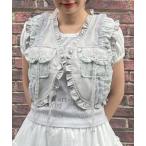 ショッピングジレ ベスト ジレ LACE FRILL POCKET ベスト レディース