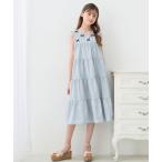 ワンピース リボンノースリブ ティアードフリルワンピース「綿100%」 キッズ 子供服 女の子