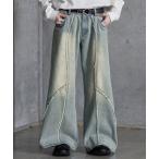 ジーンズ 「SERACE」Vintage design fringe zip wide flare denim pants / ヴィンテージデザインフ