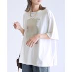 tシャツ 箔プリント半袖BIG Tシャツ レディース