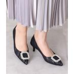パンプス ビジューバックル　ポインテッドトゥパンプス