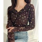 tシャツ 「mily bilet」花柄ふくれジャガードギャザープルオーバー レディース