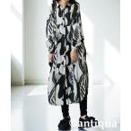 シャツワンピース モノトーン柄シャツワンピース
