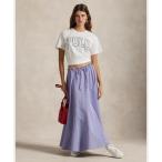 スカート ストライプド コットン ドローストリング マキシスカート