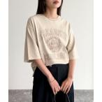 tシャツ ピグメント刺繍クロップドTシャツ レディース