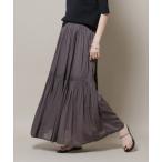 スカート made in INDIA ギャザー切り替えフレアスカート(セットアップ可)