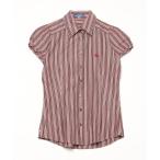 「BURBERRY BLUE LABEL」 ストライプ柄半袖シャツ 38 レッド レディース