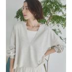 トレーナー スウェット 深Vネック  カットオフ　スウェット　プルオーバー レディース