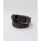 ベルト 「Bk」本革 スタッズ　ワイドレザーベルト メンズ レディース