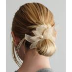 シュシュ オーガンジーリボンパールシュシュヘアゴム