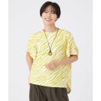 ショッピングサンヨー tシャツ 「ウォッシャブル」フローゼブラグリッタープリントカットソー レディース