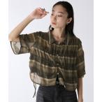 ブラウス シャツ シャーリングチェックドロストシャツ/578642 レディース