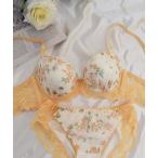ブラジャー ショーツセット 「Feminine Style」キュートな花柄シフォン+脇高設計！カラーレースとの相性も抜群チャームもより可愛さを惹きた