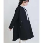 ノーカラーコート コート パールポケットコート レディース