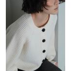 カーディガン 「EMMEL REFINES」EM カタアゼ ボタン カーディガン レディース