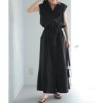 シャツワンピース ノースリーブロングシャツワンピース