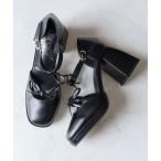 ショッピングヒール パンプス 厚底チャンキーヒール ダブルリボンパンプス