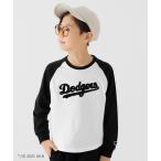 tシャツ 「MLB」サガラ刺繍ロゴ ラグラン長袖Tシャツ キッズ 子供服 男の子 女の子