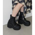 ブーツ ウェーブソール ウェッジショートブーツ chs25a008 レディース