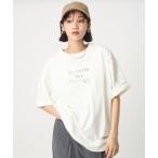 tシャツ 「WEB限定」「at ease」ロゴ オーバー ショートスリーブ Ｔシャツ レディース