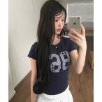 tシャツ 86ナンバーレタリングスリム半袖Tシャツ レディース