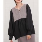 tシャツ ウェーブ切り替えペプラムトップス レディース