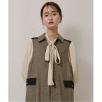 ベスト ジレ メンズライクバイカラーメランジジレワンピース レディース