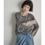 tシャツ 袖レースレイヤードシアーロングスリーブPO レディース
