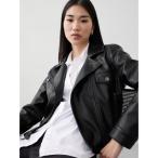 レザージャケット ライダース BANANA REPUBLIC FACTORY STORE ヴィーガンレザー クロップド モトジャケット レディース